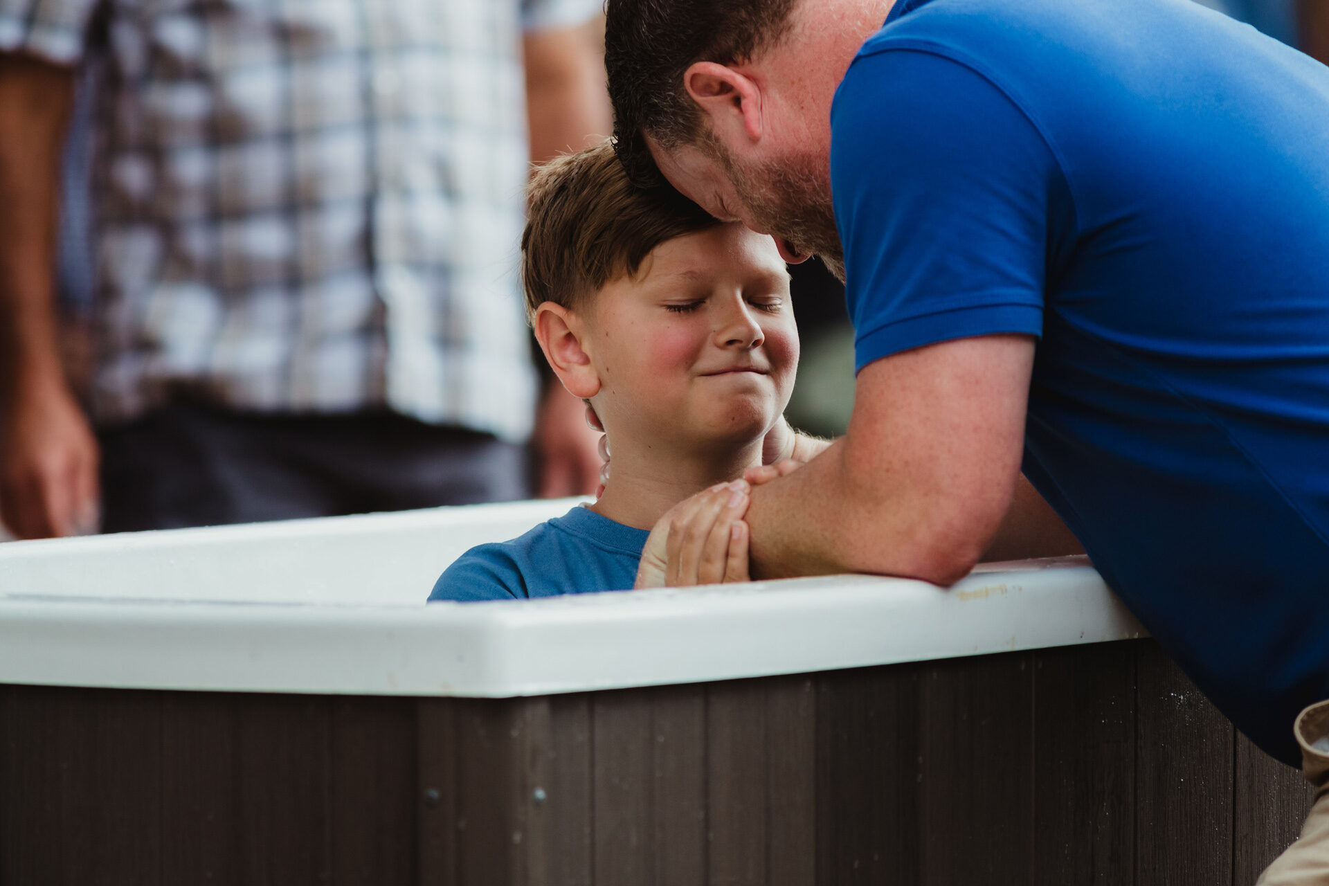 Austin Ridge Bible Church Dripping Springs Outdoor Baptism Dad Son